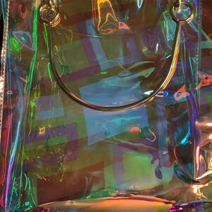 New Women's Holographic Rainbow PVC Tote Mini Bag Crossbody Casual No Label